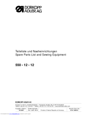 Duerkopp Adler 550-12-12 Spare Parts