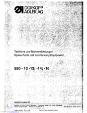Duerkopp Adler 550-12-16 Spare Parts