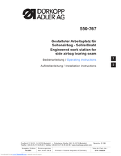 Duerkopp Adler 550-767 Operating Instructions Manual