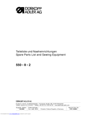 Duerkopp Adler 550-8-2 Parts List