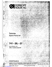 Duerkopp Adler 741-27 Spare Parts