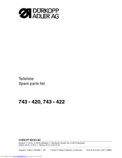 Duerkopp Adler 743-422 Spare Parts