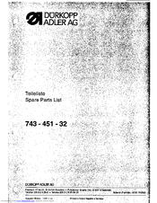 Duerkopp Adler 743-451-32 Spare Parts