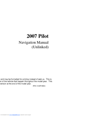 HONDA 2007 Pilot Navigation Manual