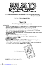 Parker Brothers Magazine Card Game Manual