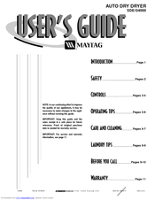 Maytag SDE/G4000 User Manual