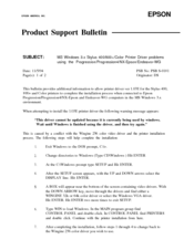Epson Progression NX Product Support Bulletin