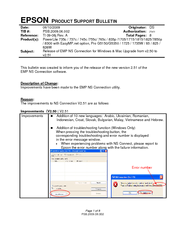 Epson PowerLite 1825p Product Support Bulletin