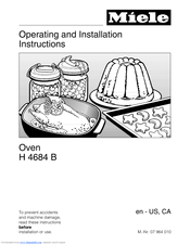 Miele H 4684 B Operating and Operating And Installation Manual