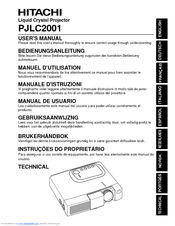 Hitachi PJLC2001 User Manual