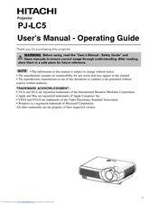 Hitachi PJ-LC5 User Manual