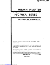 Hitachi HFC-VWA2 SERIES Instruction Manual