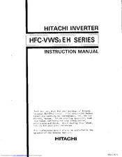 Hitachi HFC-VWS3 U SERIES, HFC-VWS3 H SERIES Instruction Manual