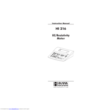 Hanna Instruments HI 216 Instruction Manual
