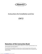 Hotpoint EW72 Instructions For Installation And Use Manual