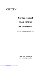 Citizen CBM-920 Service Manual