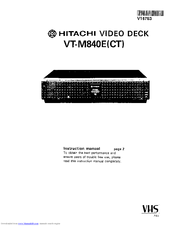 Hitachi VT-M840ECT Instruction Manual