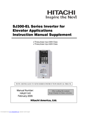 Hitachi SJ300-EL Series Instruction Manual Supplement