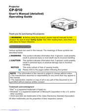 Hitachi CP-D10 Series User Manual