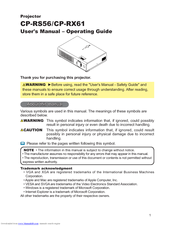 Hitachi CP-RS56W and User's Manual And Operation Manual