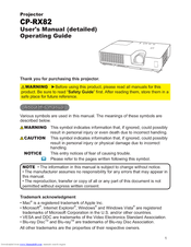 Hitachi CP-RX82 User Manual