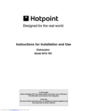 Hotpoint BFQ 700 Instructions For Installation And Use Manual