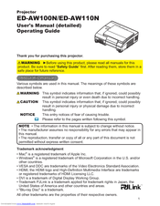 Hitachi ED-AW110N User Manual