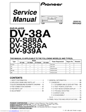 Pioneer DV-38A Service Manual