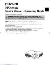 Hitachi CP-S235 User Manual