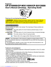 Hitachi CP-WX11000 User Manual