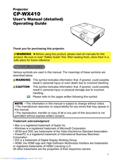 Hitachi CP-WX410 Operating Manual