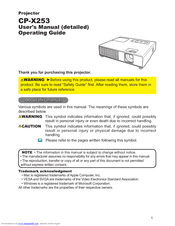 Hitachi X253 - CP XGA LCD Projector User's Manual And Operating Manual