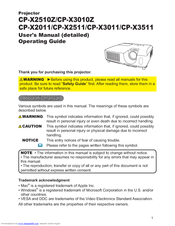 Hitachi CP-X2011 User's Manual And Operating Manual