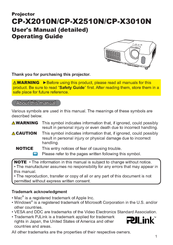Hitachi CP-X2510N Series User's Manual And Operating Manual