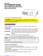 Hitachi Innovate CP-X3020 User's Manual And Operating Manual