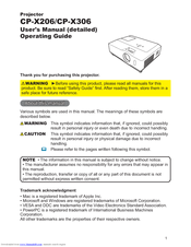 Hitachi CP-X206 User's Manual And Operating Manual