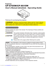 Hitachi CP-X615 series User's Manual And Operating Manual