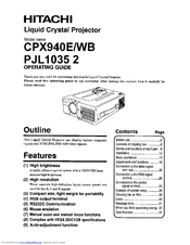 Hitachi CPX940WB Operating Manual