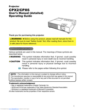 Hitachi CPX6 User's Manual And Operating Manual