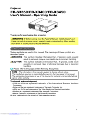 Hitachi ED-X3400 series User's Manual And Operating Manual