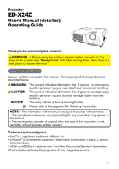 Hitachi ED-X24Z and User's Manual And Operating Manual