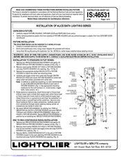 Lightolier FIXTURE Instructions For Installation And Use