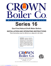 Crown Boiler 16-325 Installation And Operating Instructions Manual