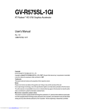 Gigabyte GV-R575SL-1GI User Manual
