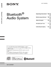 Sony MEX-GS600BT Operating Instructions Manual