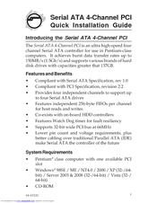 SIIG Serial ATA 4-Channel PCI Quick Installation Manual