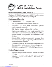 SIIG Cyber 2S1P PCI Quick Installation Manual