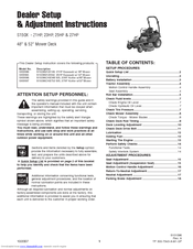 Snapper S150X-21HP Dealer Setup & Adjustment Instructions Manual