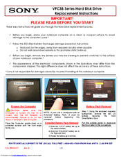 Sony VPCSB Series Replacement Instructions