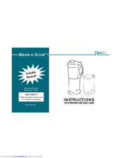 Deni Blend-n-Grind 4201 Instructions For Proper Use And Care Manual